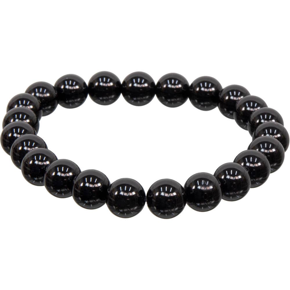 Elastic Bracelet 8mm Round Beads - Black Onyx (Each)