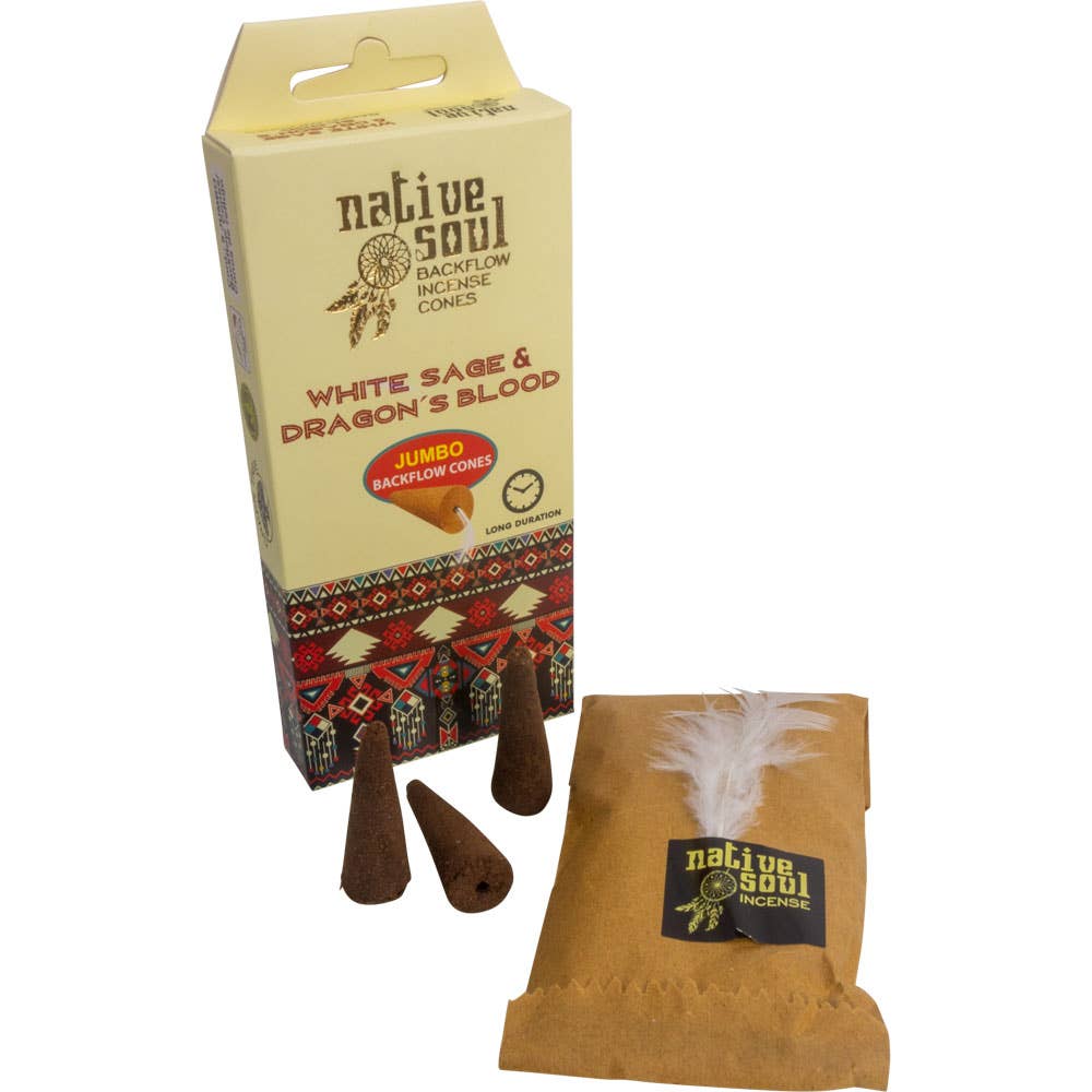 Native Soul Jumbo Backflow Cones -White Sage & Dragons Blood