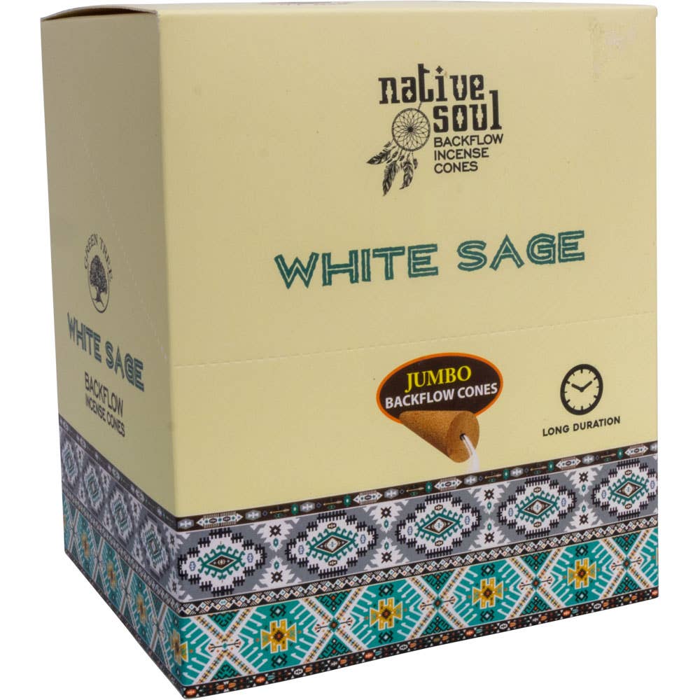 Native Soul Jumbo Backflow Cones - White Sage