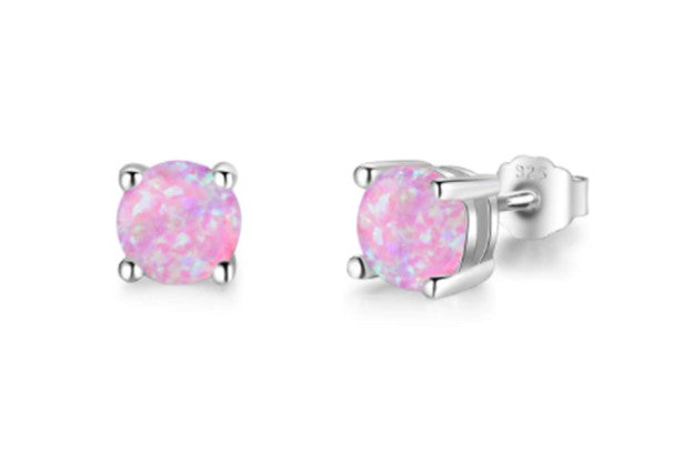 Tachyonized earrings 7 mm Opal sterling silver cahin (Online ordering)