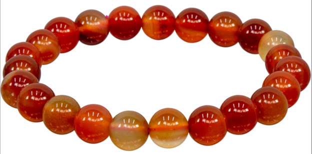 Agate brown and red 8 mm round bead bracelet