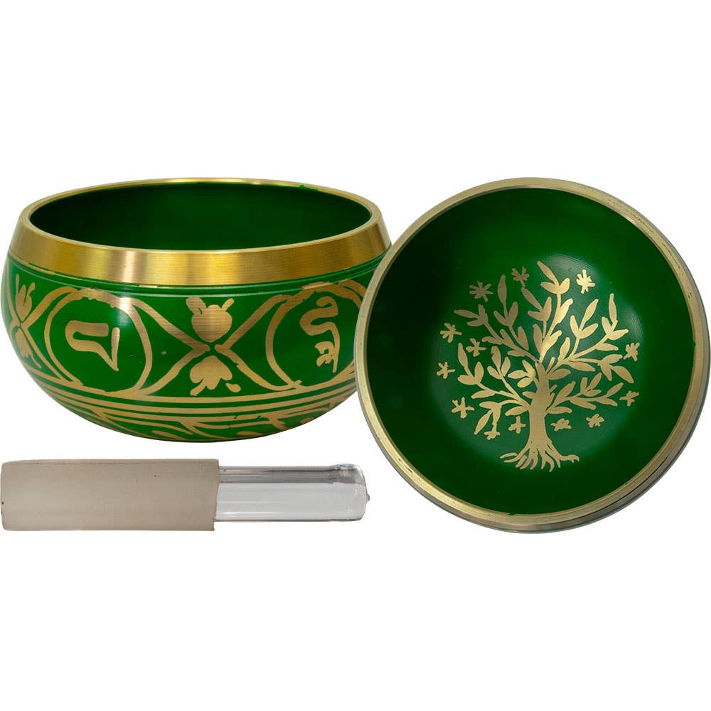 Colored Singing Bowl Small - Tree of Life - Green (Each)