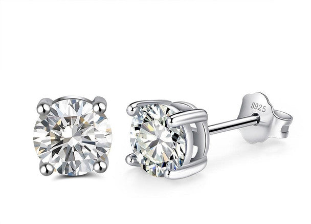 Aretes con circonita cúbica de 5 mm - Plata - Energize Ear's Microsystem