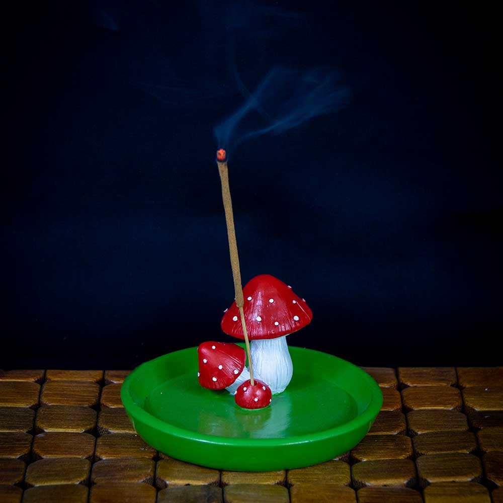 Polyresin Incense Holder - Mushrooms (Each)