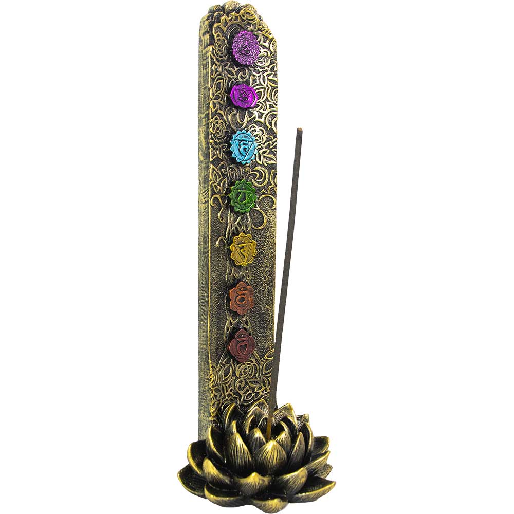 Polyresin Incense Holder - Lotus w/ 7 Chakras (Each)