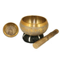 Tibetan Singing Bowl w/ Cushion & Stick - Gold Buddha