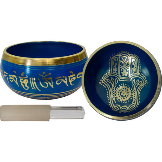 Colored Singing Bowl Small - Fatima Hand - Blue (Each)