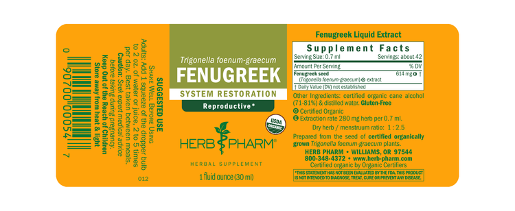 Fenugreek 1 or 4  fl oz herbal extract