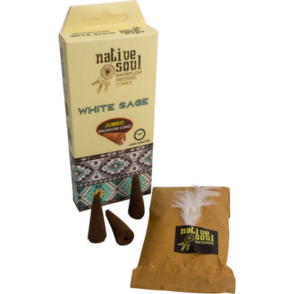 Native Soul Jumbo Backflow Cones - White Sage