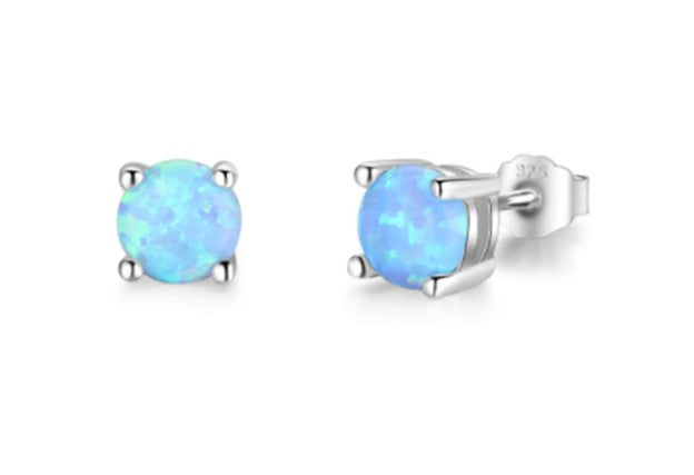 Tachyonized earrings 7 mm Opal sterling silver cahin  (Online ordering)