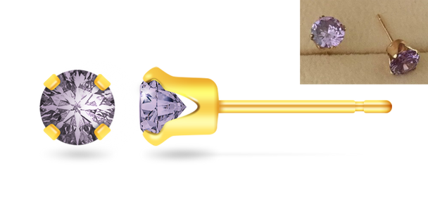 Pendientes de taquiones con circonita cúbica de 5 mm - rellenos de oro