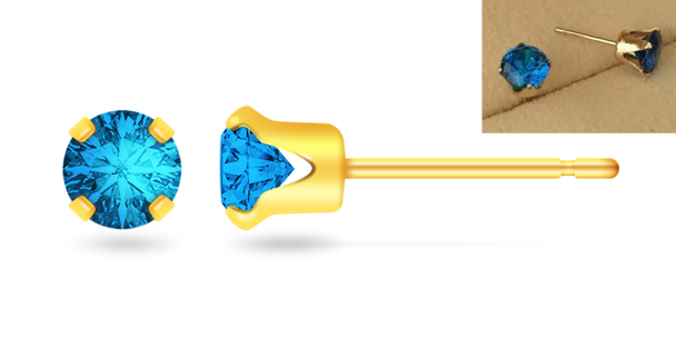 Pendientes de taquiones con circonita cúbica de 5 mm - rellenos de oro