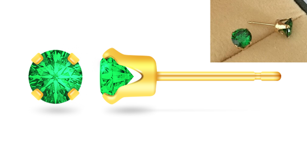 Pendientes de taquiones con circonita cúbica de 5 mm - rellenos de oro