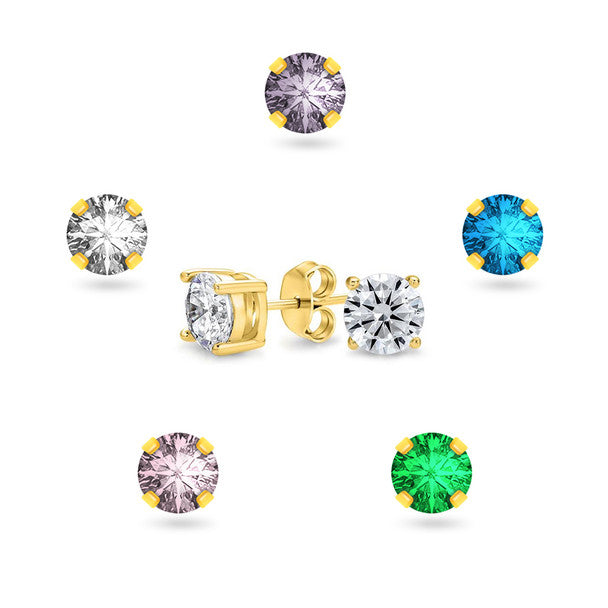 Pendientes de taquiones con circonita cúbica de 5 mm - rellenos de oro