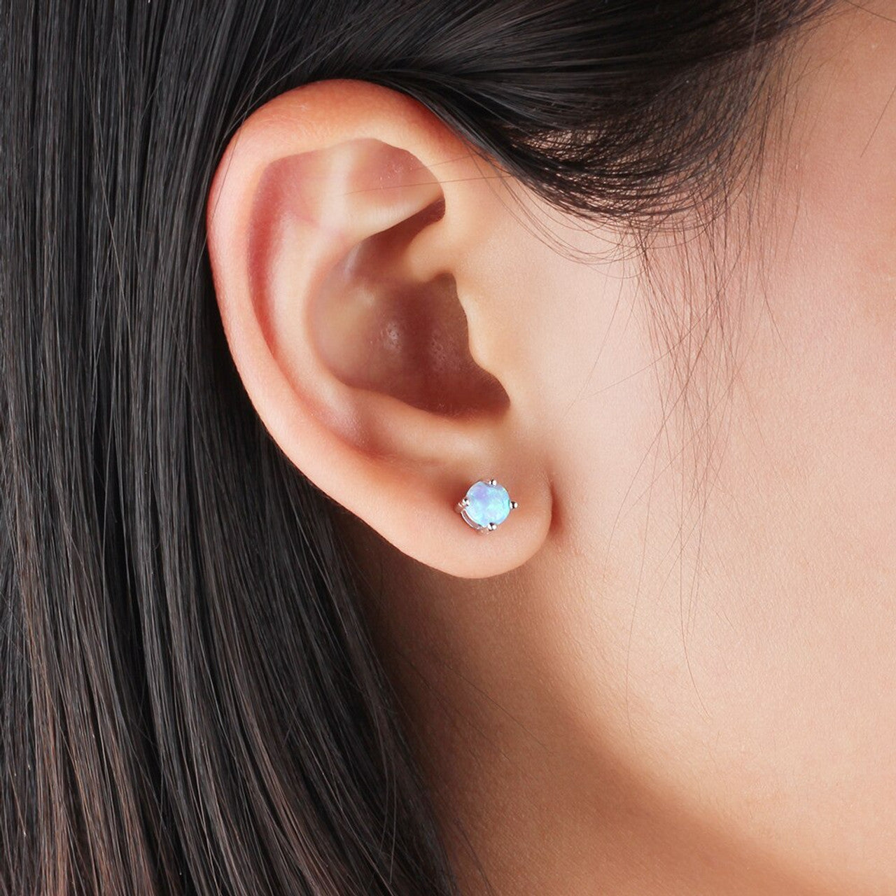 Tachyonized earrings 7 mm Opal sterling silver cahin  (Online ordering)