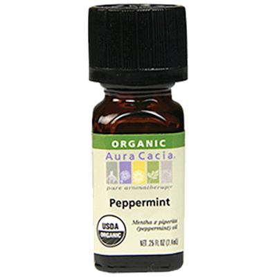 Peppermint Organic Essential Oil
Aura Cacia     0.25 Ounces
Peppermint (Mentha piperita) is the second most popular essential oil in the United States. It is cooling to the skin and gives off a fresh, grassy aroma. This U.S.-sourced essential oil comes from the prominent Yakima Valley in Washington state.