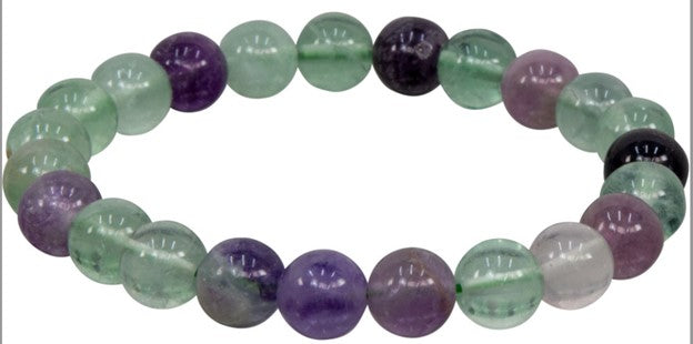 Rainbow fluorite 8 mm round  bead bracelet