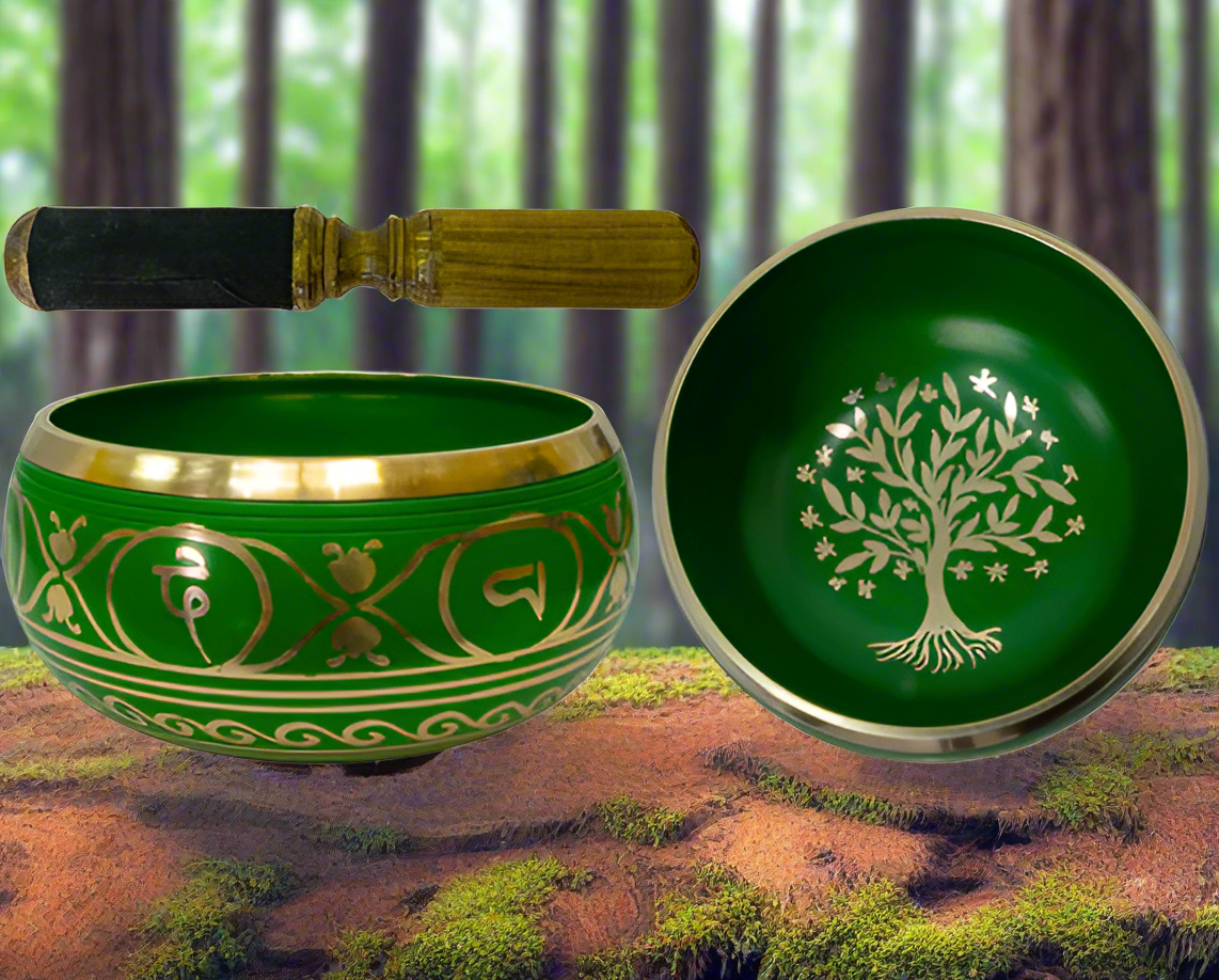 Singing Bowl large Green Tree of life