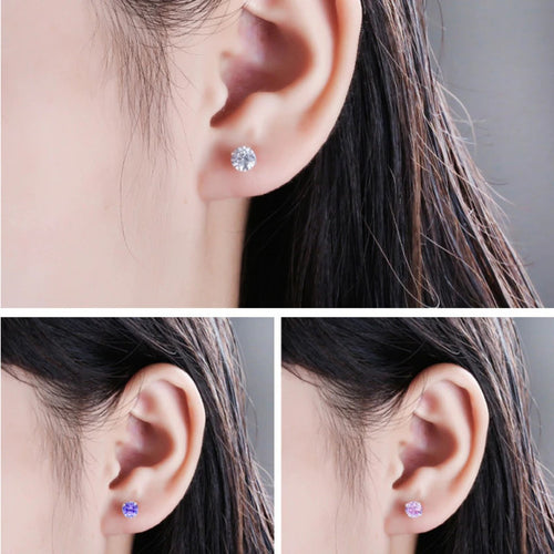 Aretes con circonita cúbica de 5 mm - Plata - Energize Ear's Microsystem
