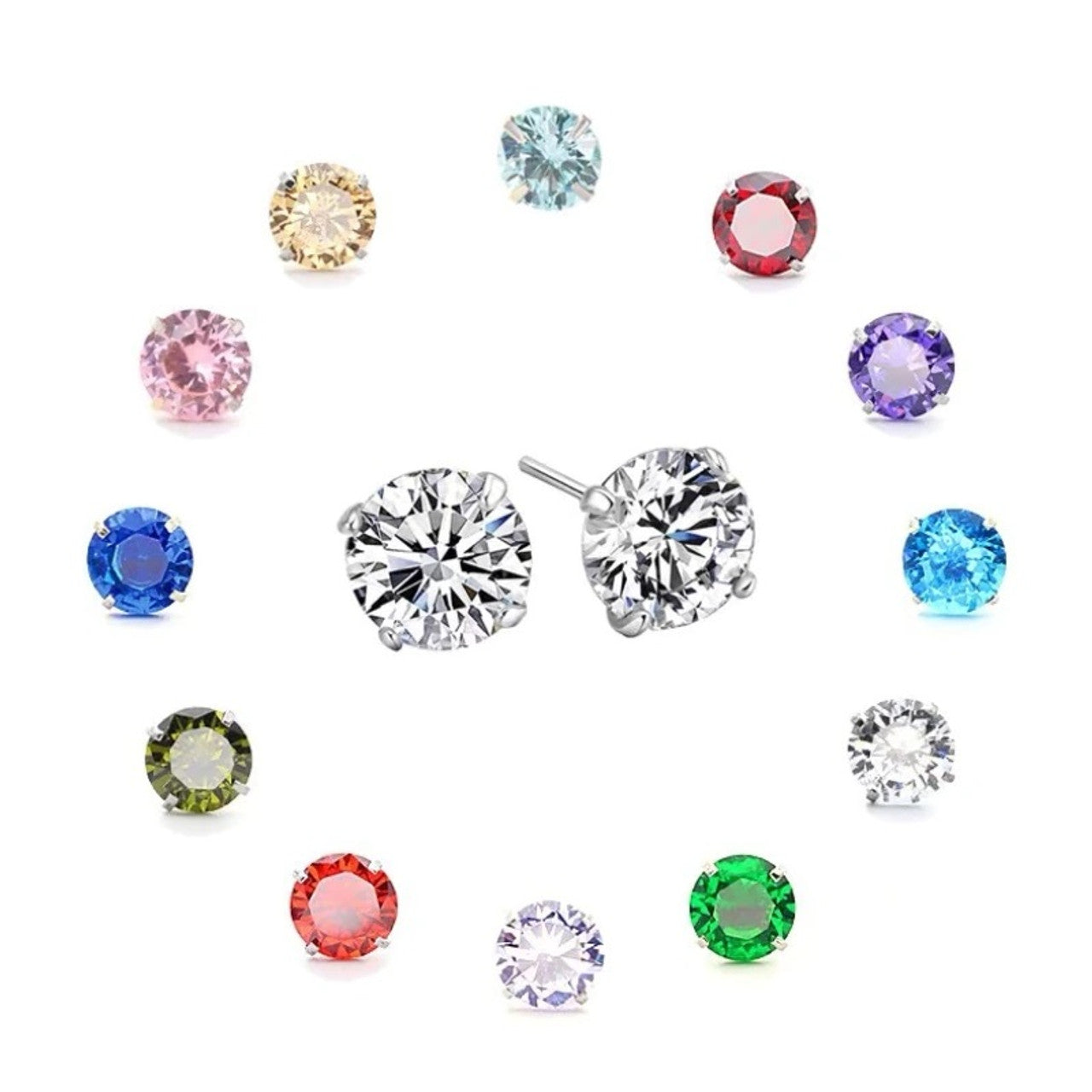 Aretes con circonita cúbica de 5 mm - Plata - Energize Ear's Microsystem