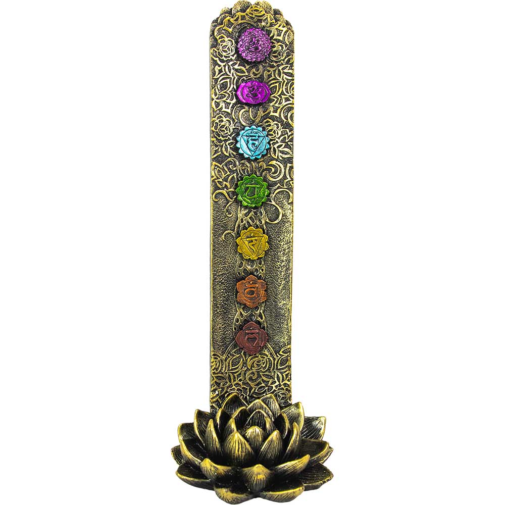 Polyresin Incense Holder - Lotus w/ 7 Chakras (Each)