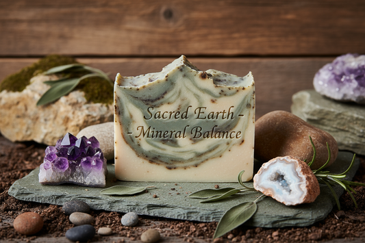 Sacred Earth - Mineral Balance Bar soap include minerals nature background