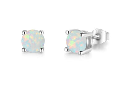 Tachyonized earrings 7 mm Opal sterling silver cahin