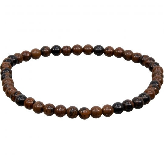 Bracelet, 4mm round beads, Mahogany Obsidian