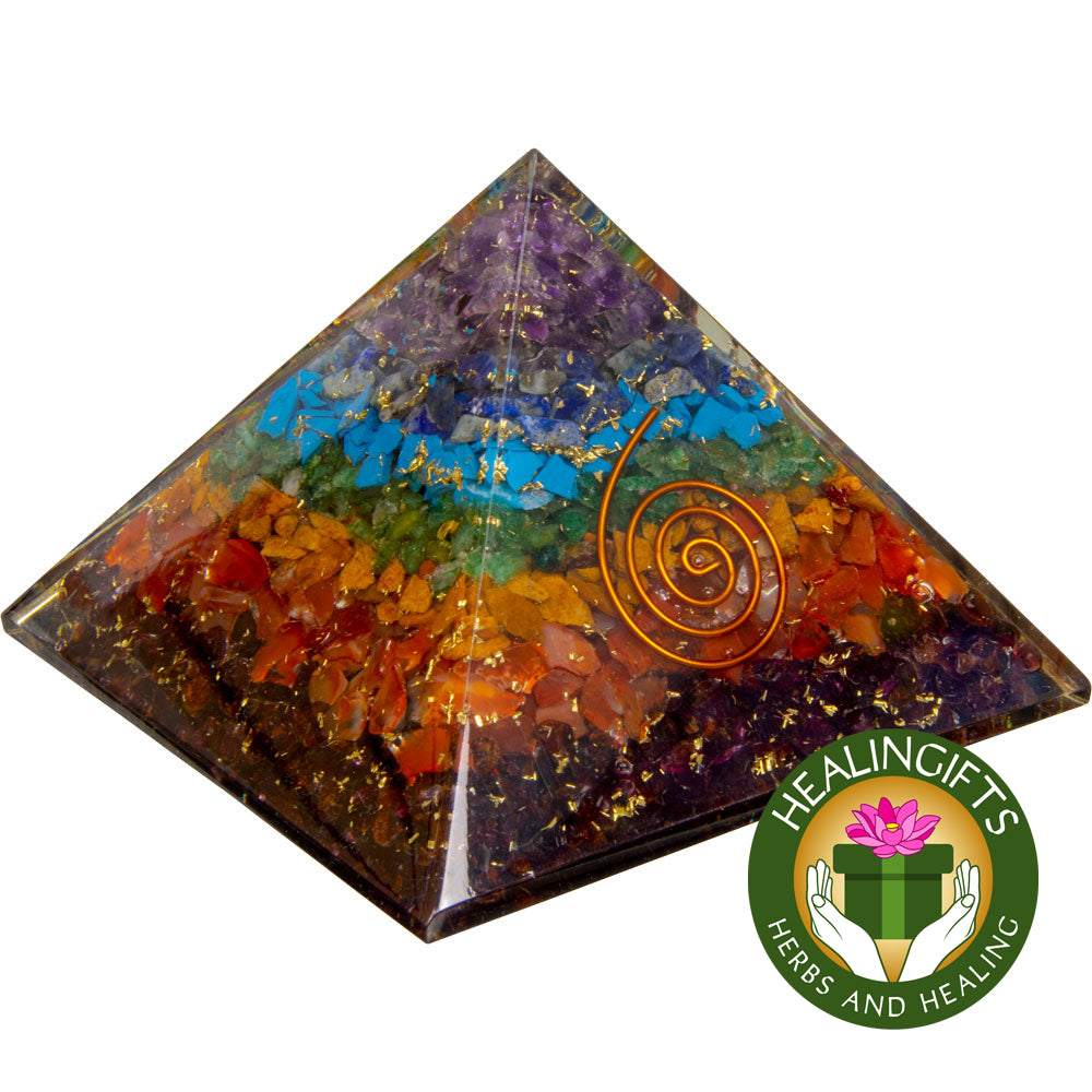 7 Chakras Orgone Pyramid with copper spiral