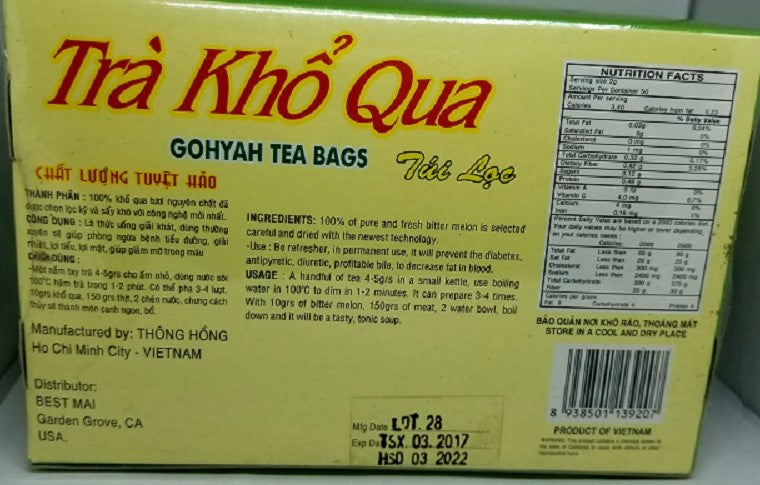 Gohyah Bitter melon 50 tea bags per box