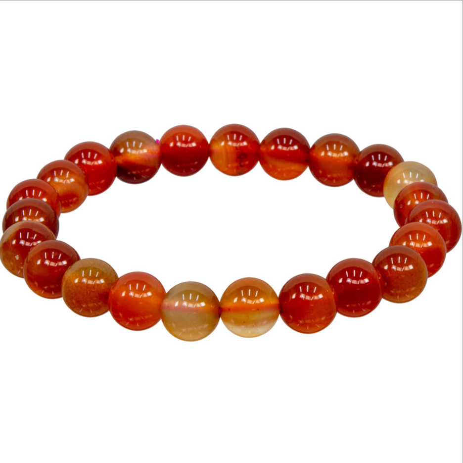 Brown & Red Agate 8 mm Round Beads Bracelet