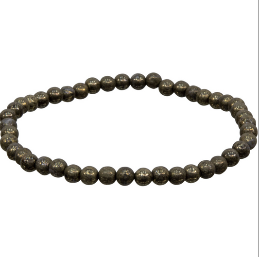 Pyrite 4 mm Round Beads Bracelet
