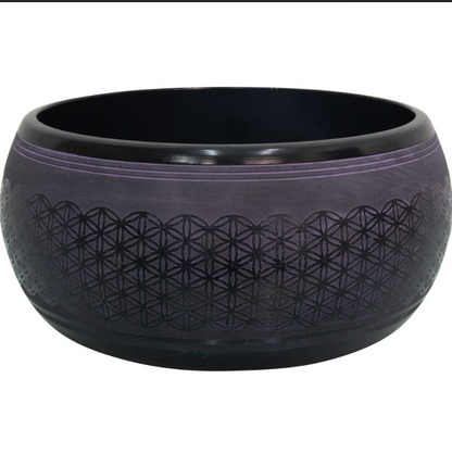 Singing Bowl Round Sided 6in Flower of Life Purple