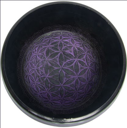 Singing Bowl Round Sided 6in Flower of Life Purple