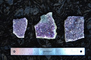 Amethyst clusters varied sizes (quantity of 3)